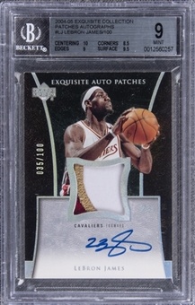 2004-05 UD "Exquisite Collection" Patches Autographs #LJ LeBron James Signed Game Used Patch Rookie Card (#035/100) – BGS MINT 9/BGS 10